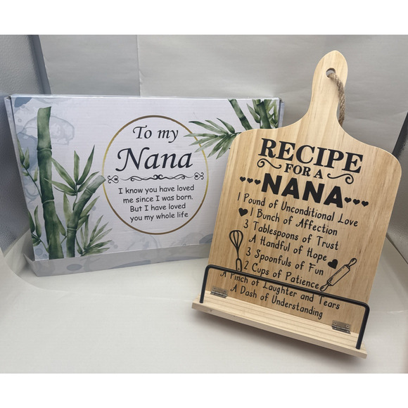 Nana Gifts, Foldable Wooden Cookbook Stand for Grandma, Unique Recipe Stand READ - Picture 1 of 14